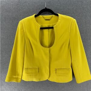 Trina Turk Women's sz M/8 *see desc 3/4 sleeve Yellow Blazer Officewear Vacation